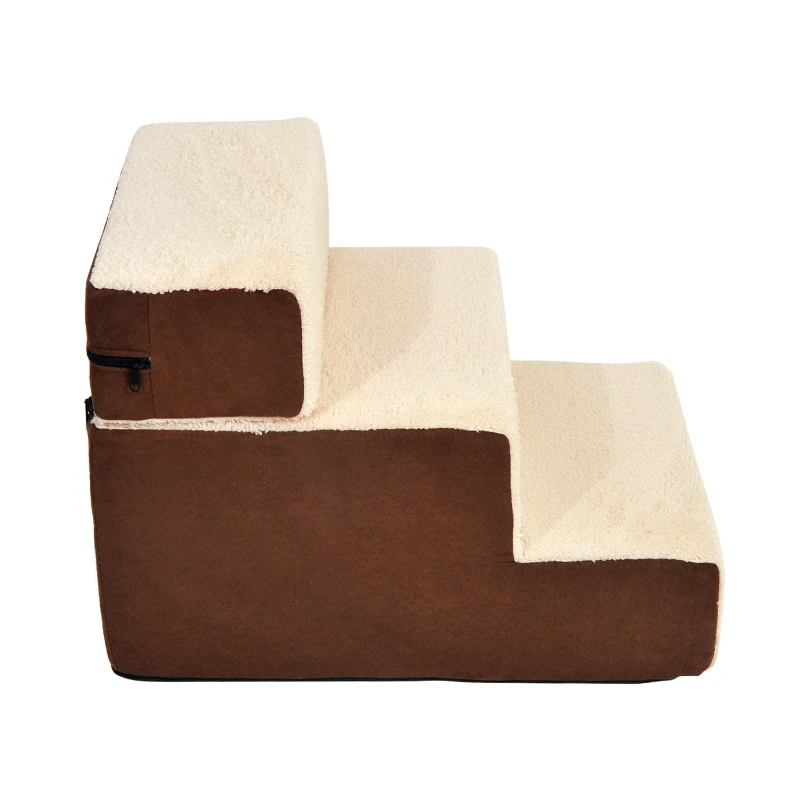 PawHut Easy Step Ultralight Portable Pet Stairs Soft for Cats and Dogs with Washable Cover 2&3 Steps in 1 Design
