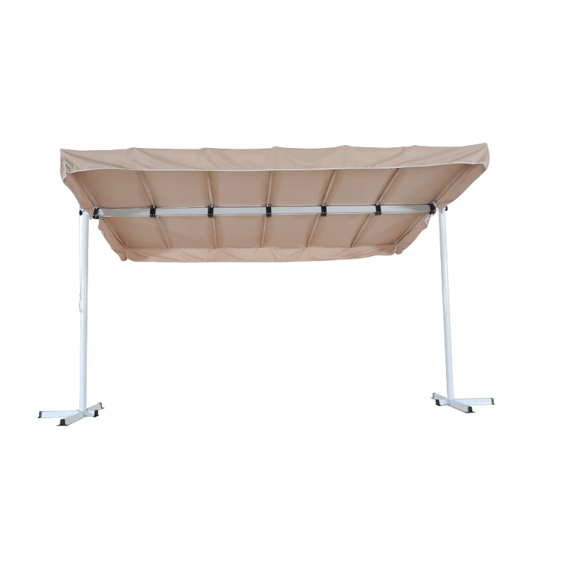 Outsunny 12'x8' Free Standing Manual Retractable Awning Outdoor Gazebo Garden Sunshade Beige