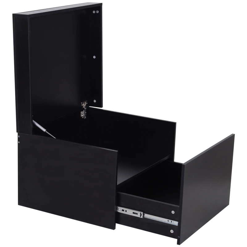HOMCOM Ample Capacity Shoe Cabinet Box Bench w/ Drawers Particleboard Black