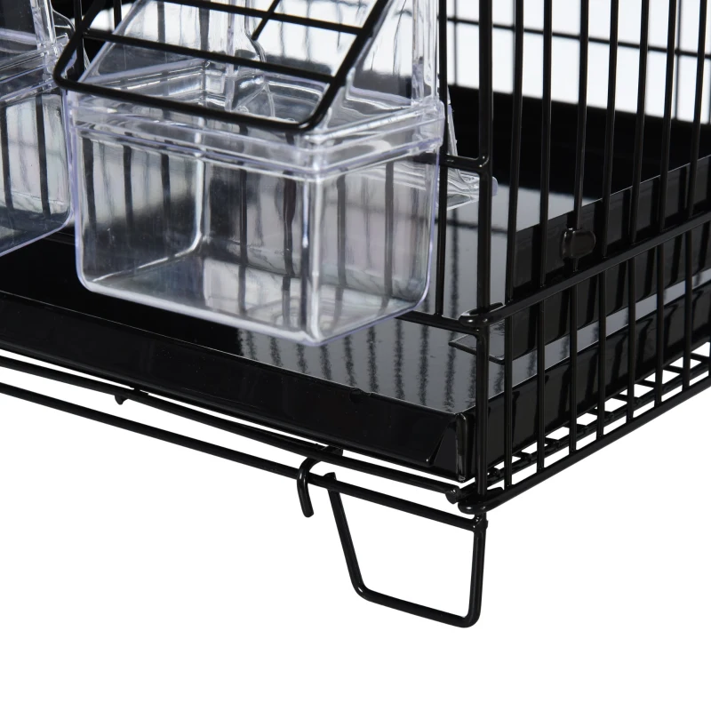 PawHut 23.5" x 11.75" x 13.9" Caged Bird Feeder Home with 4 Easy Access Doors, 6 Food Boxes, & 4 Relaxing Perch Poles