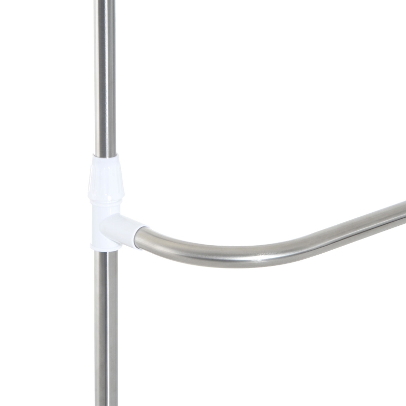 HomCom Rolling Extendable Clothes Rack Adjustable Double Rods Garment Hanger with Shoe Rack and Brake Wheels