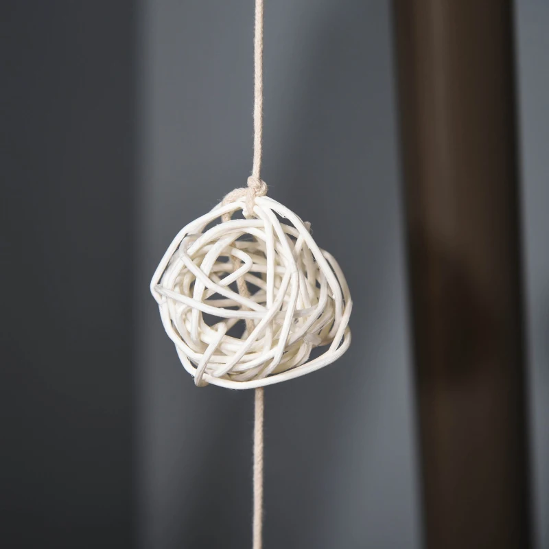 PawHut Cat Tree with Jute Scratching Post and Hanging Balls 44.5" H, Brown & White