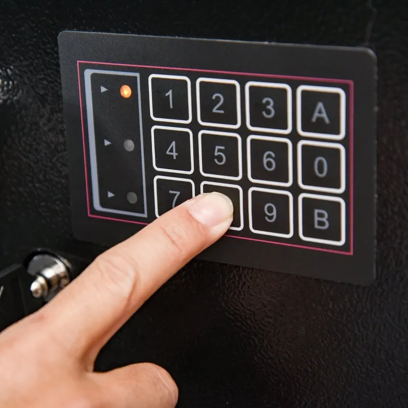 HOMCOM Digital Steel Locking Security Safe Box with Customizable Code Keypad, 2 Backup Emergency Keys, & Practical Design