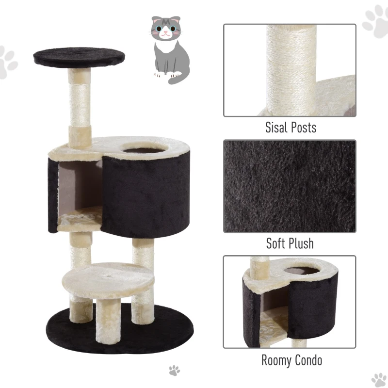 PawHut 39”H Cat Tree Scratching Post Condo Activity Center Kitten Climb Tower