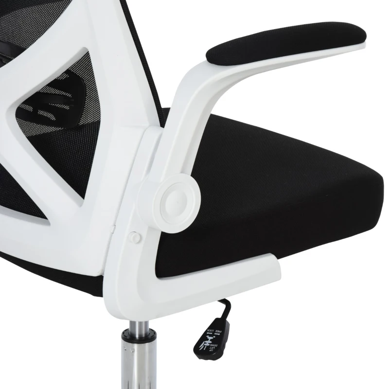 Vinsetto Ergonomic Mesh Office Chair Rocking Swivel Computer Task Desk Chair with Folding Backrest, Lumbar Support, Flip-up Arms and Adjustable Height, Black