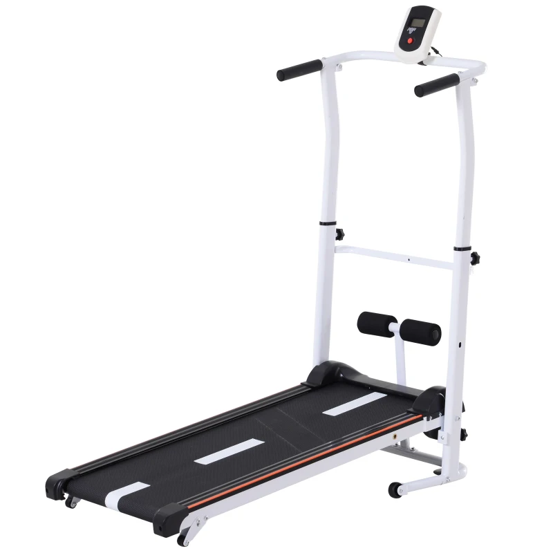 Soozier Manual Walking Treadmill Sit Up Station Incline Cardio Machine Portable Folding