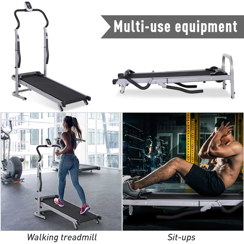 Soozier Folding Walking Backwards Treadmill With LCD Display  3 Reclining Angle Non-Electric Cardio Training Machine Indoors