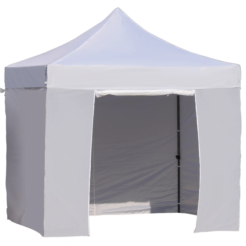 Outsunny 9.4' Folding Gazebo Metal Canopy Party Tent With Sandbag Adjustable Height White