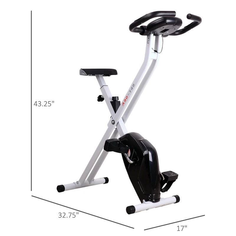 Soozier Folding Exercise Bike LCD Monitor Home Gym Exercise Adjustable Tension Padded Seat Heart Rate Monitor Pulse Sensor