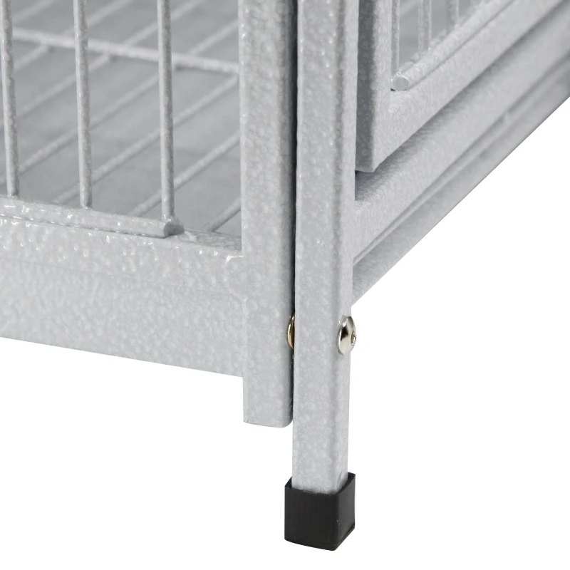 PawHut 18" Heavy Duty Wrought Iron Travel Bird Cage Carrier With Handle Perch And Accessories - White