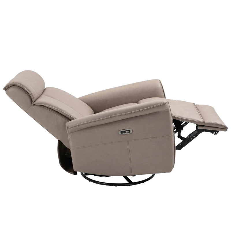 HOMCOM Modern Electronic Power Recliner with 360 Swivel Rotation, USB Charging Port and Footrest, Brown