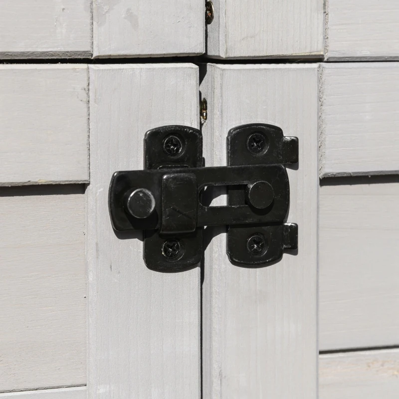 Outsunny Wooden Garden Cabinet 4-Tier Storage Shed Lockable Organizer w/ Foot Pad Handle