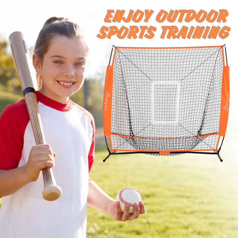 Soozier Baseball Net Softball Practice Hiting Pitching with Stand Frame For Kids & Adult