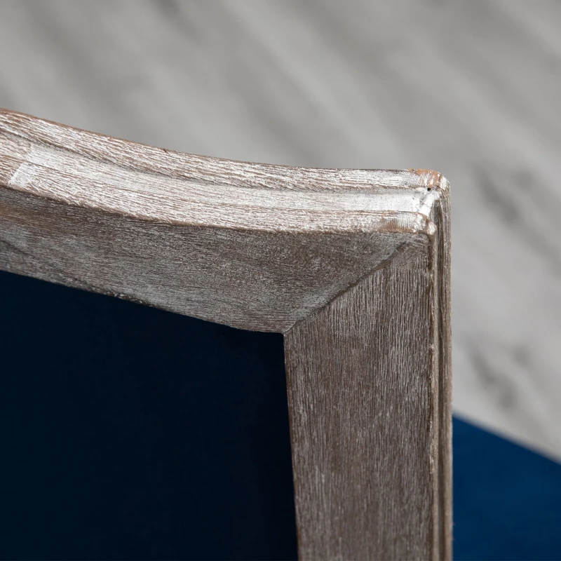 HOMCOM Vintage Upholstered Dining Chairs Set Of 2 with Nailhead Trim , Thick Padded Seat Cushions, and Wood Legs, Blue