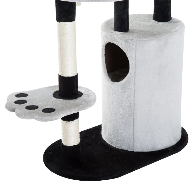 Pawhut 55-inch Cat Tree Scratching Furniture with Condo Post (Black/Gray)
