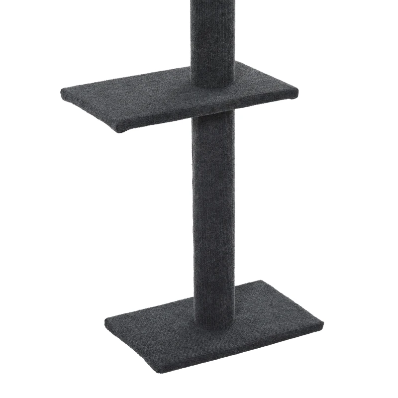 PawHut Floor-to-Ceiling Cat Tree Cat Climbing Tower with Sisal-Covered Scratching Posts Natural Cat Tree Activity Center for Kittens Cat Tower Furniture, Gray