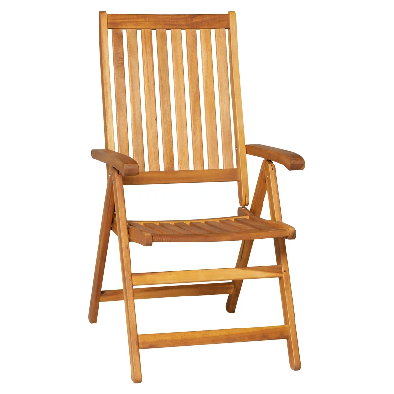 Outsunny 9pcs Acacia Wood Dining Set Expandable Table Folding Chair