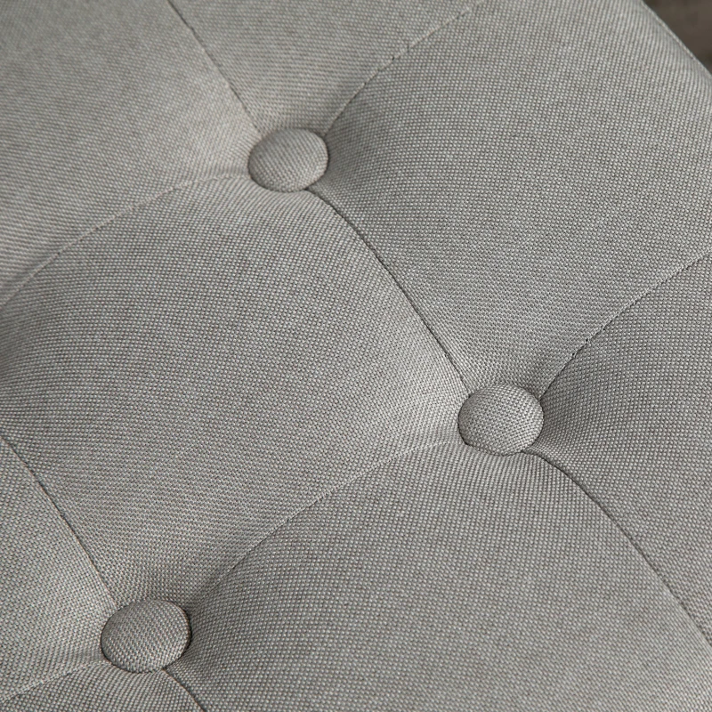 HOMCOM Tufted Ottoman Linen-Touch Fabric Upholstered Footrest Stool with Anti-Slip Pads, Light Grey