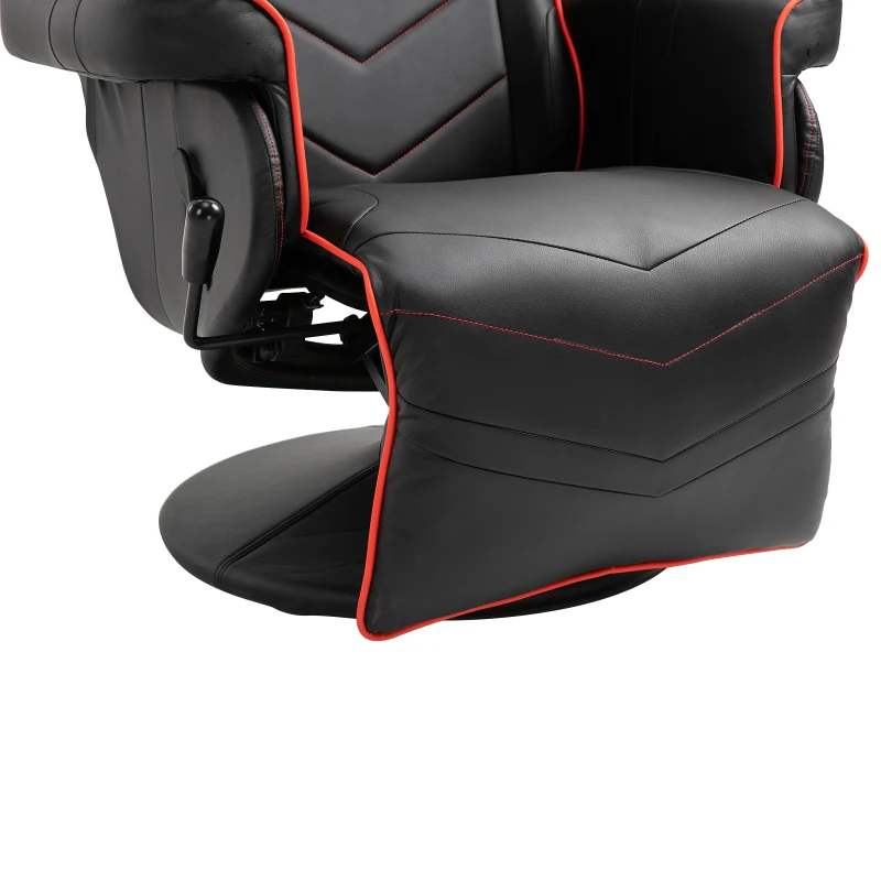 Vinsetto High Back Racing Style Gaming Chair, PU Leather Gamer Recliner Chair with Swivel Pedestal Base, Adjustable Footrest, and Head Pillow, Black
