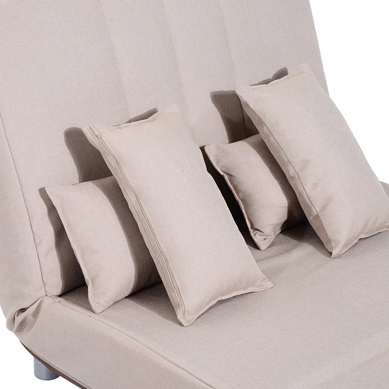 HOMCOM 3-in-1 Convertible Chair Sofa Bed Lounger Folding Bed with Adjustable Backrest and 4 Pillows Beige