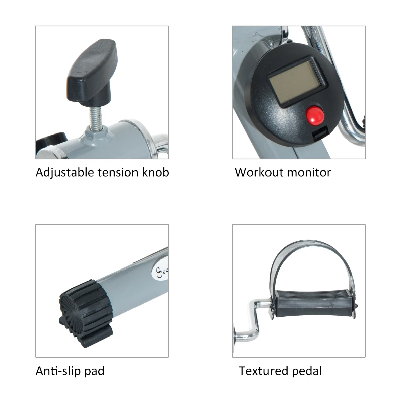 Soozier Cardio Mini Cycle Arm Leg Exercise Pedal Bike with LCD Display Home Gym Workout Trainer(Grey)