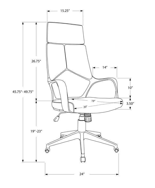 Monarch Ergonomic Swivelling High Back Executive Office Chair - Black