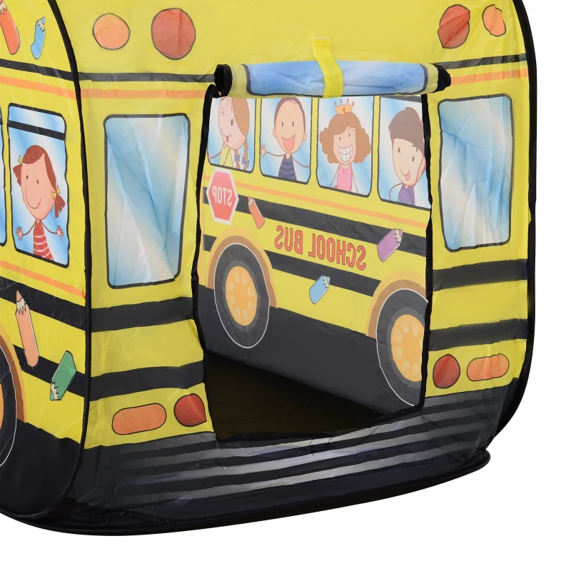 Qaba Kids School Bus Play Tent Pop-up Portable & Foldable Yellow