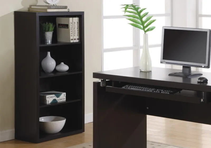 Monarch 48" Contemporary High Bookcase with Adjustable Shelves - Cappuccino