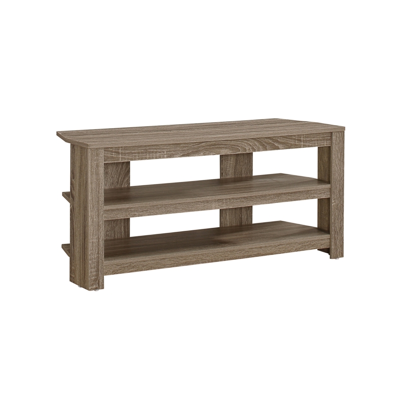 Monarch 42" Contemporary Wood Grain-Look Open Concept Storage Shelf Console TV Stand - Dark Taupe Finish