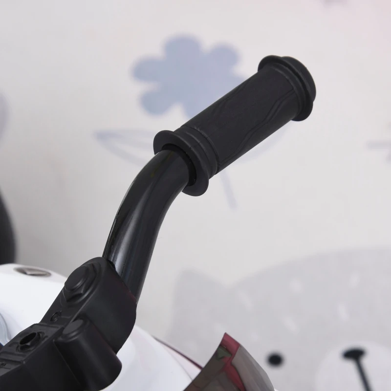 Aosom Kids Electric Pedal Motorcycle Ride-On Toy 6V Battery Powered w/ Music Horn Headlights Motorbike for Girls Boy 18-36M - White