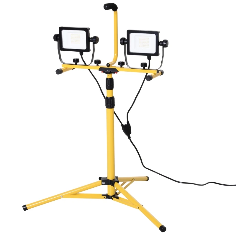 HOMCOM 8,000 Lumen LED Work Lights Dual Head Weather Resistant with Tripod Stand