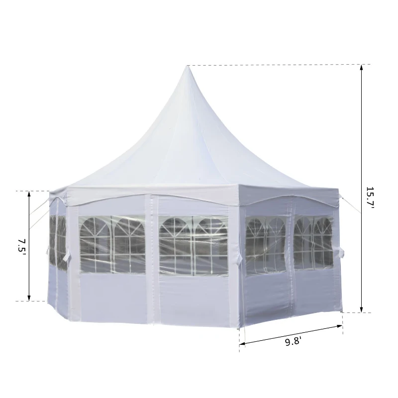 Outsunny Pagoda Party Tent w/ Removable Sidewalls Wedding Outdoor Gazebo Canopy White