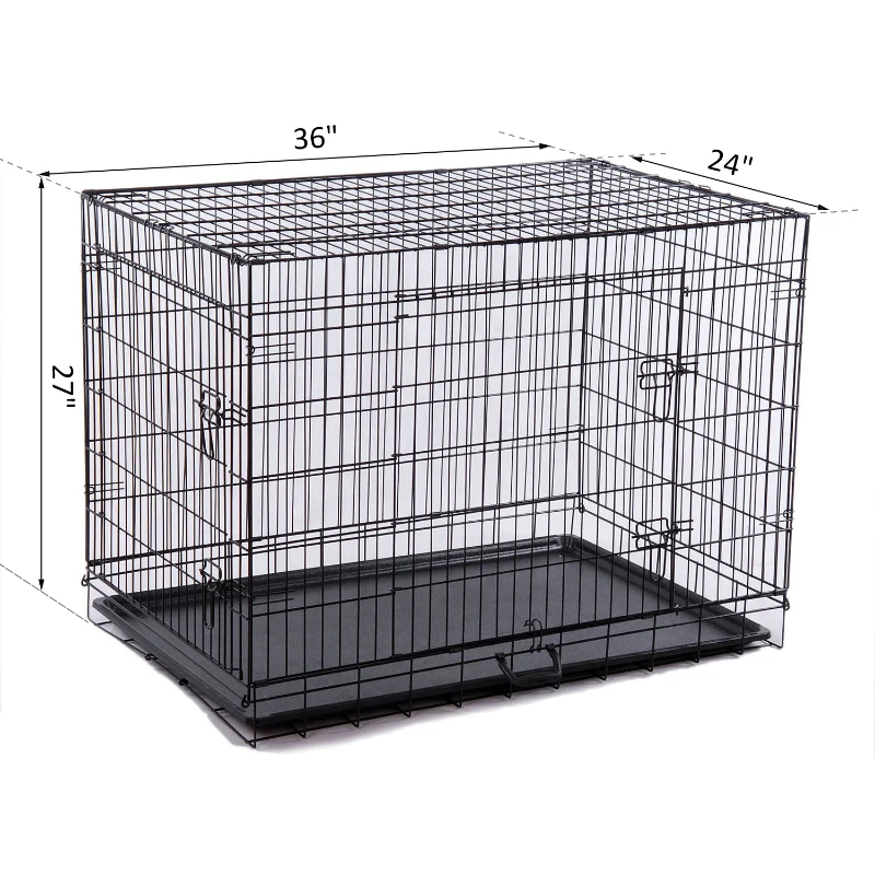 PawHut Pet  36" 2-Door Folding Dog Crate