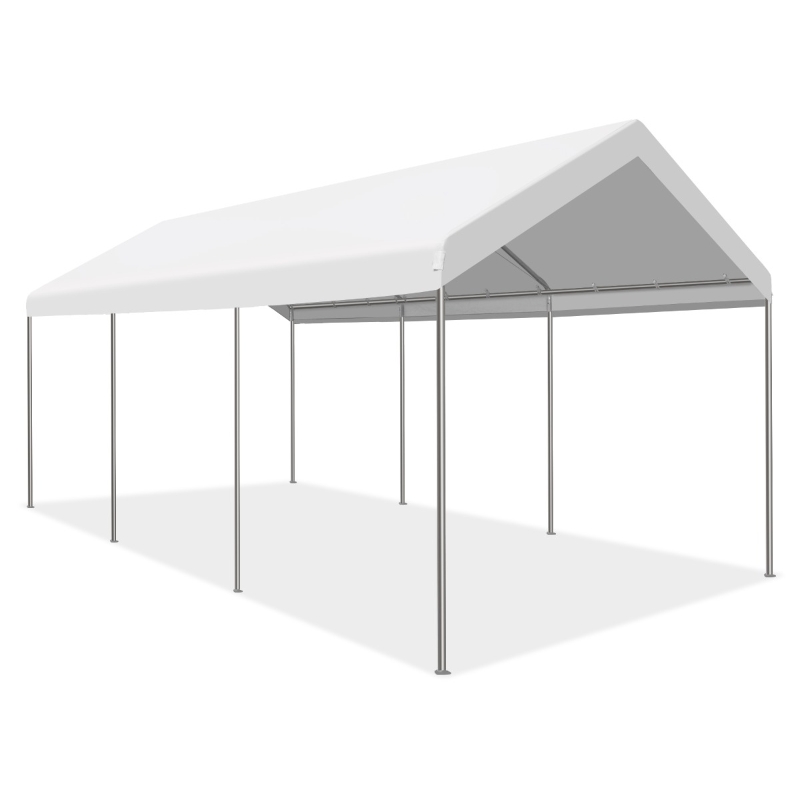 Outsunny 10' x 20' Heavy Duty Outdoor Carport Awning/Canopy with Weather-Fighting Material & Anchor Kit, White