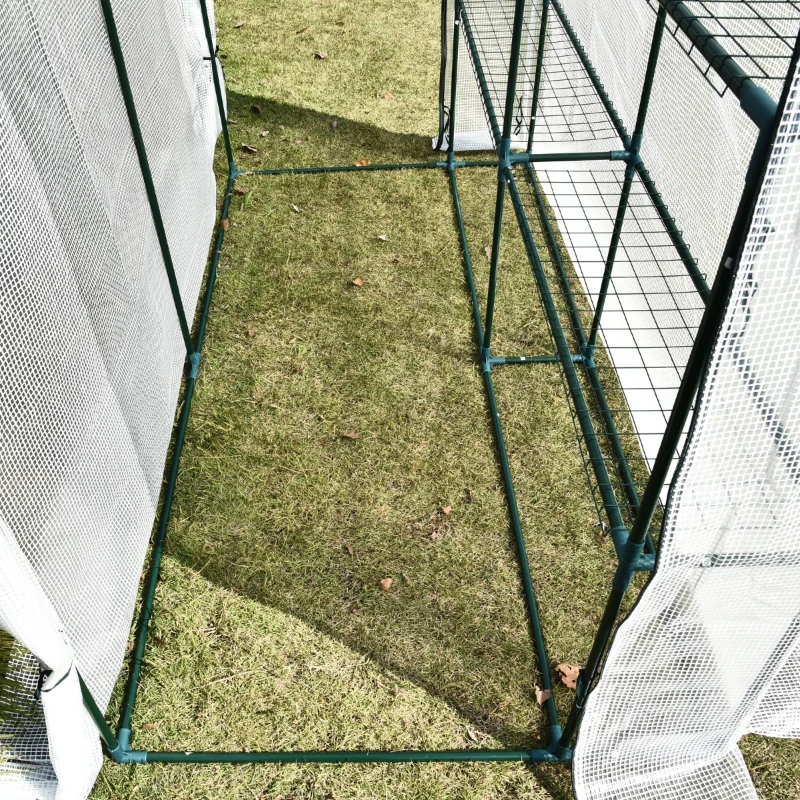 Outsunny 7' x 3' x 7' Outdoor Walk-In Greenhouse, Plant Nursery with Roll-up Windows, PE Cover, and 3 Wire Shelves