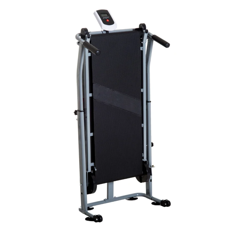 Soozier 2-in-1 Portable Manual Walking Treadmill Sit-up Station for Cardio Fitness Exercise