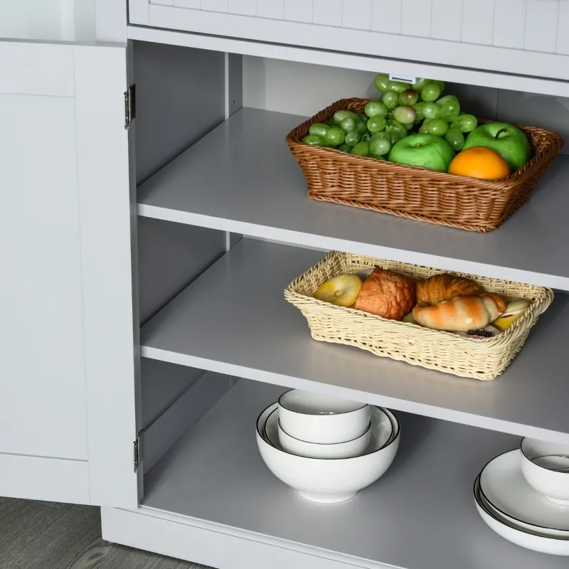 HOMCOM 72" Traditional Freestanding Kitchen Pantry Cabinet Cupboard with Doors and 3 Adjustable Shelves, Gray