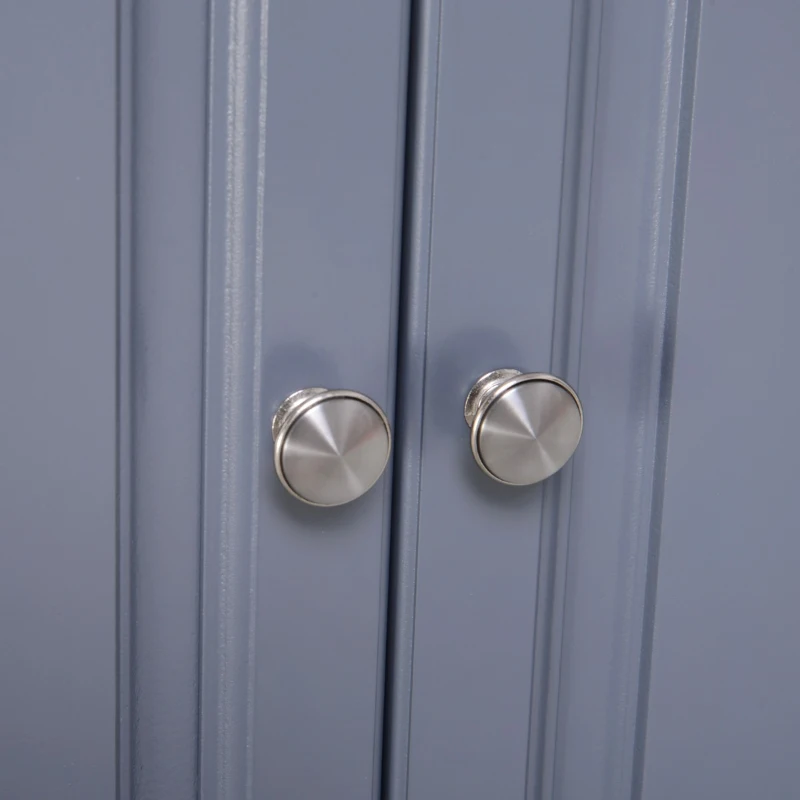 HOMCOM Rolling Kitchen Island on Wheels Ultility Cart with Drop-Leaf and Rubber Wood Countertop, Storage Drawer, Door Cabinet, Grey