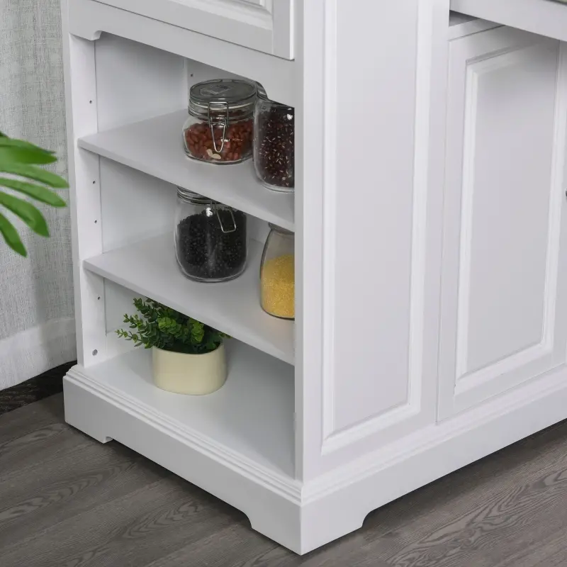 HomCom Rolling Kitchen Island Trolley Storage Cart with Drawers, Door Cabinet, Adjustable Shelves for Dining Room, White