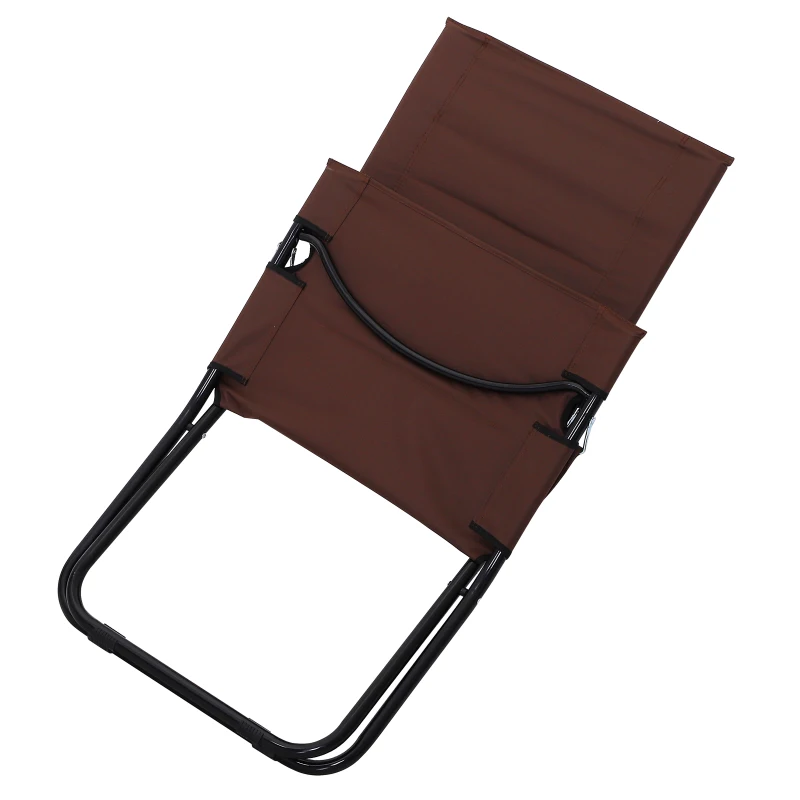 Outsunny Beach Chair Portable Ergonomic w/ Armrest Brown