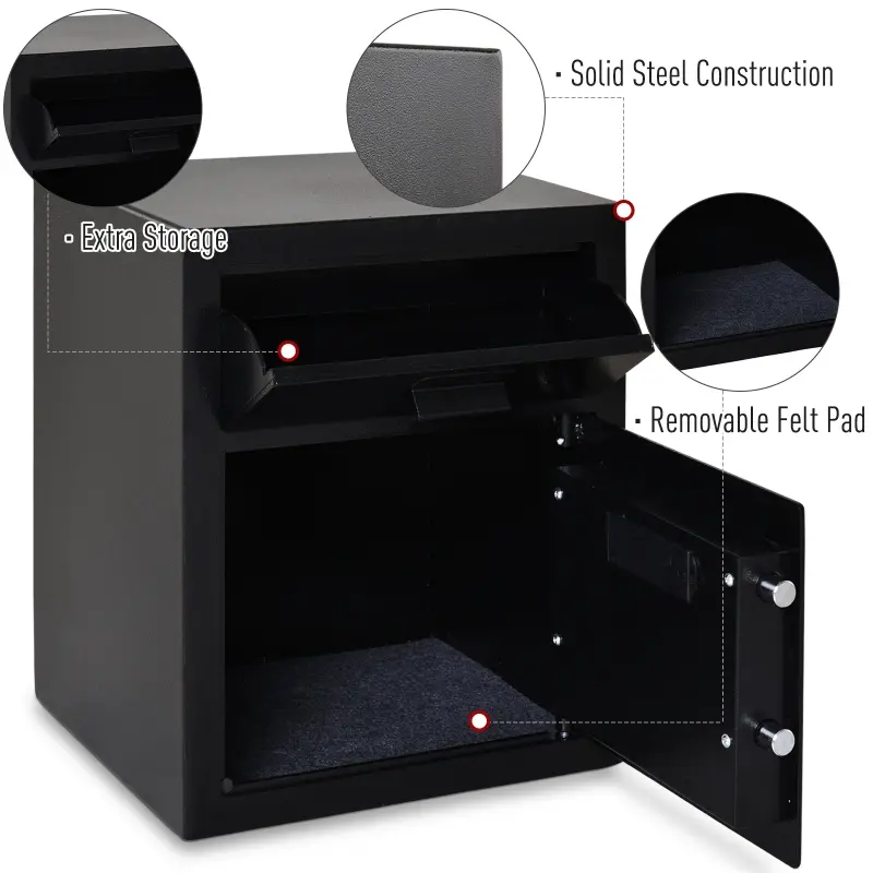 HOMCOM Digital Steel Locking Security Safe Box with Customizable Code Keypad, 2 Backup Emergency Keys, & Practical Design