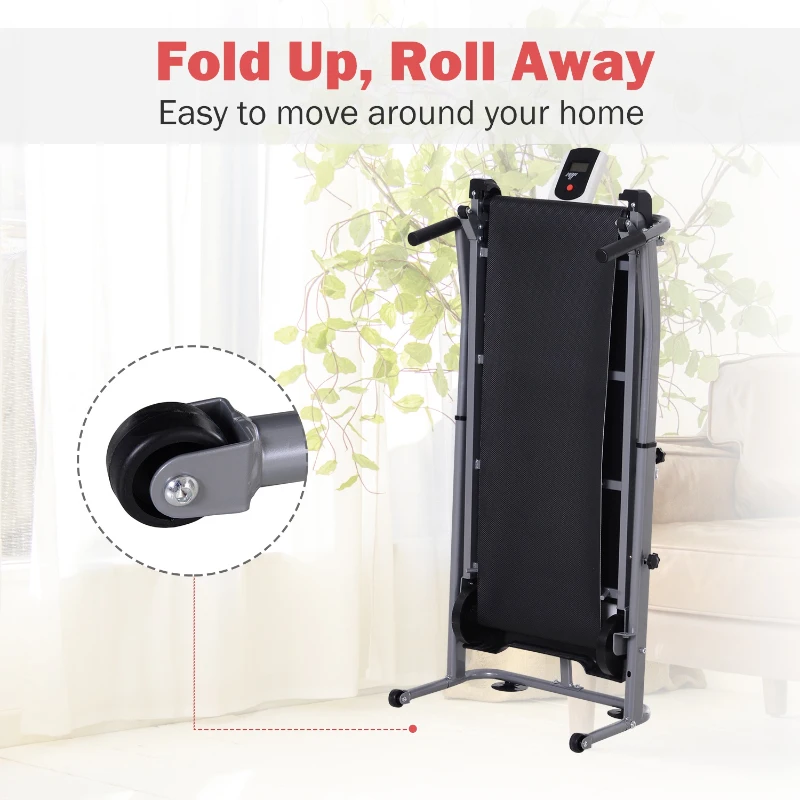 Soozier 2-in-1 Portable Manual Walking Treadmill Sit-up Station for Cardio Fitness Exercise