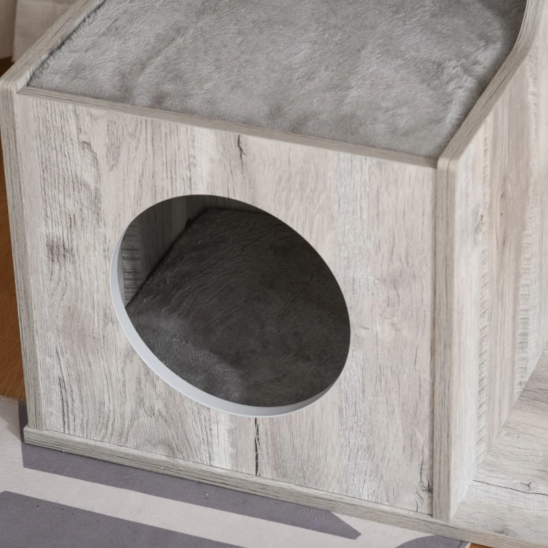 PawHut Cat Tree Climbing Activity Center with Scratching Post Condo Perch Cushions 34.75" H, Grey