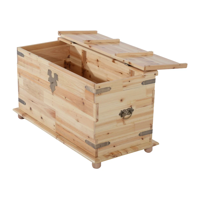 HOMCOM Wooden Storage Trunk Box Crate Case Craft Organizer Home