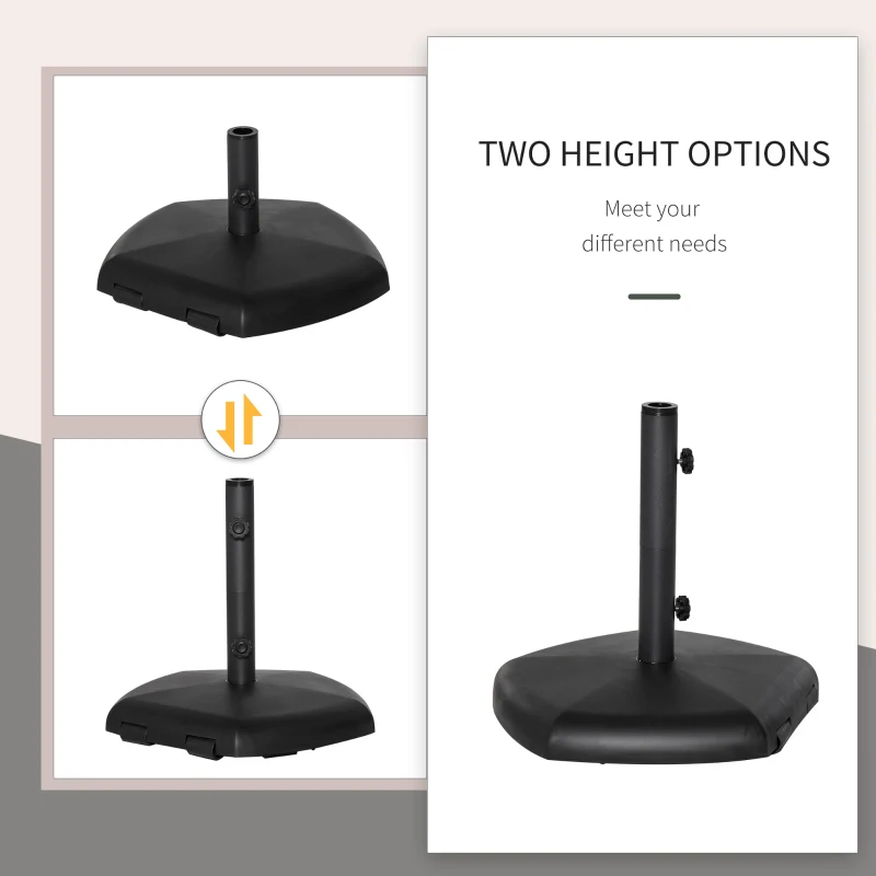 Outsunny Pentagonal Concrete Patio Umbrella Base with 2 Wheels for Easy Moving, Fitting Umbrella Poles of Φ1.25" - Φ2"