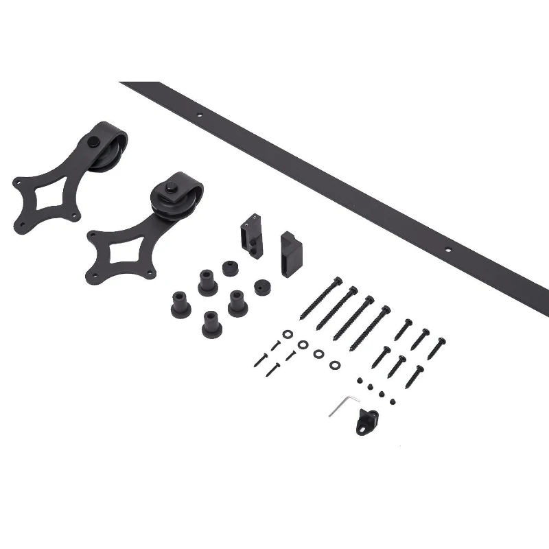 HomCom 6' Modern Interior Sliding Barn Door Hardware Kit - Black Carbon Steel Star