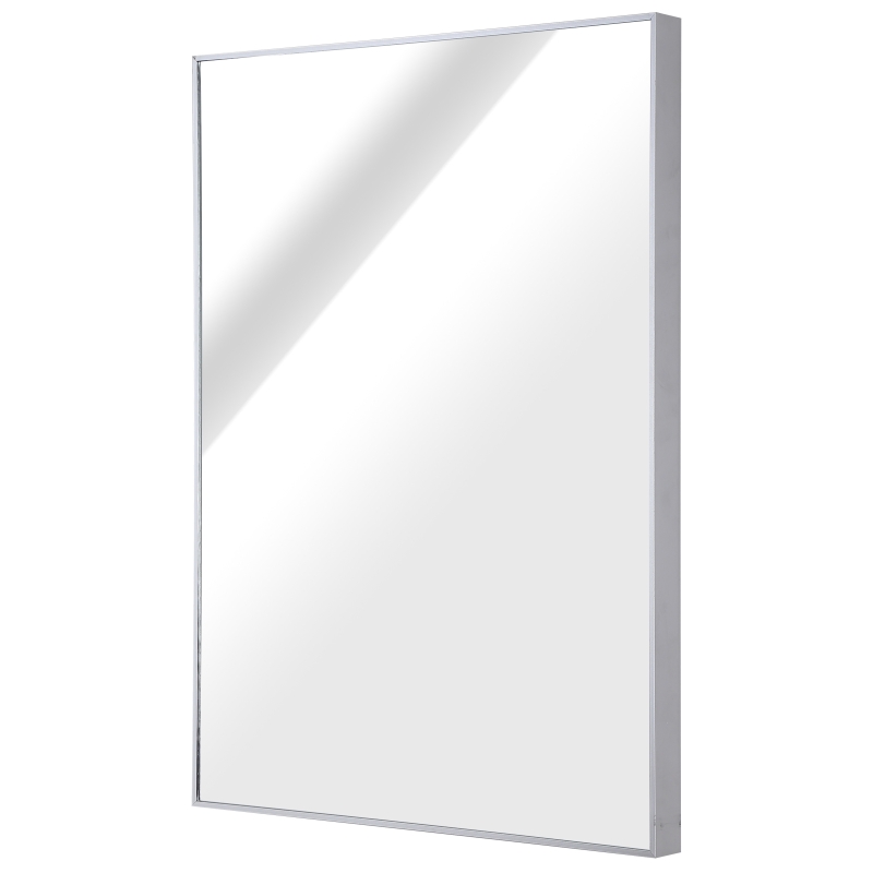 kleankin 23.5" L x 31.5" W Wall Mounted Rectangular Bathroom Vanity Mirror - Silver