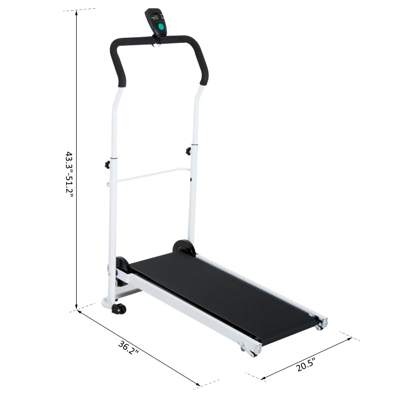 Soozier Foldable Manual Walking Treadmill Health Fitness Equipment Cardio Workout Machine w/ Wheels Home Gym