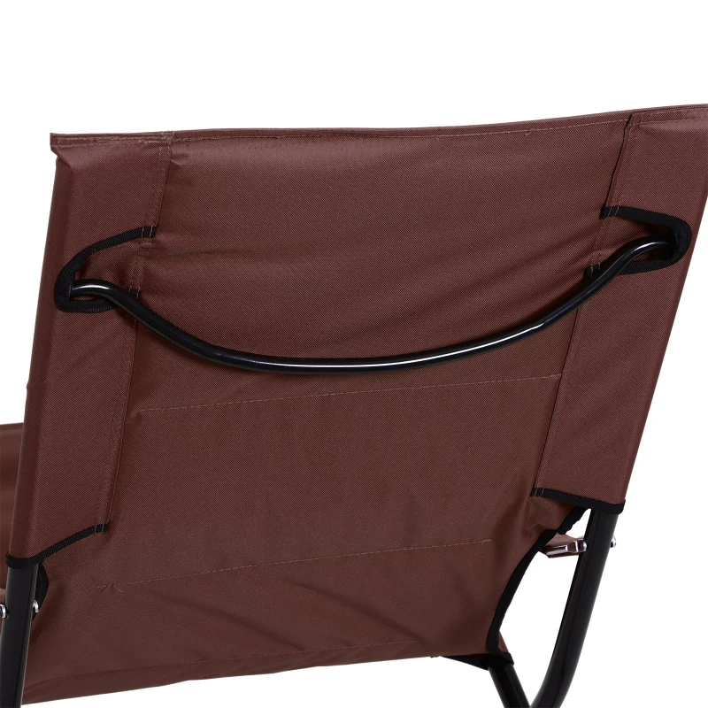 Outsunny Beach Chair Portable Ergonomic w/ Armrest Brown