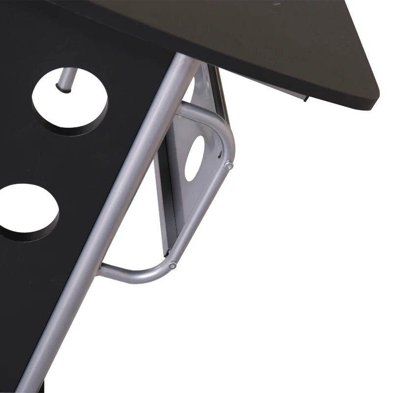 HOMCOM 65" L-Shape Desk Corner Computer Table Space Saving Home Office Wood with CPU Stand Black